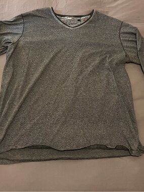 Robert Graham Men's V-Neck Casual Stripe Shirt - Gray